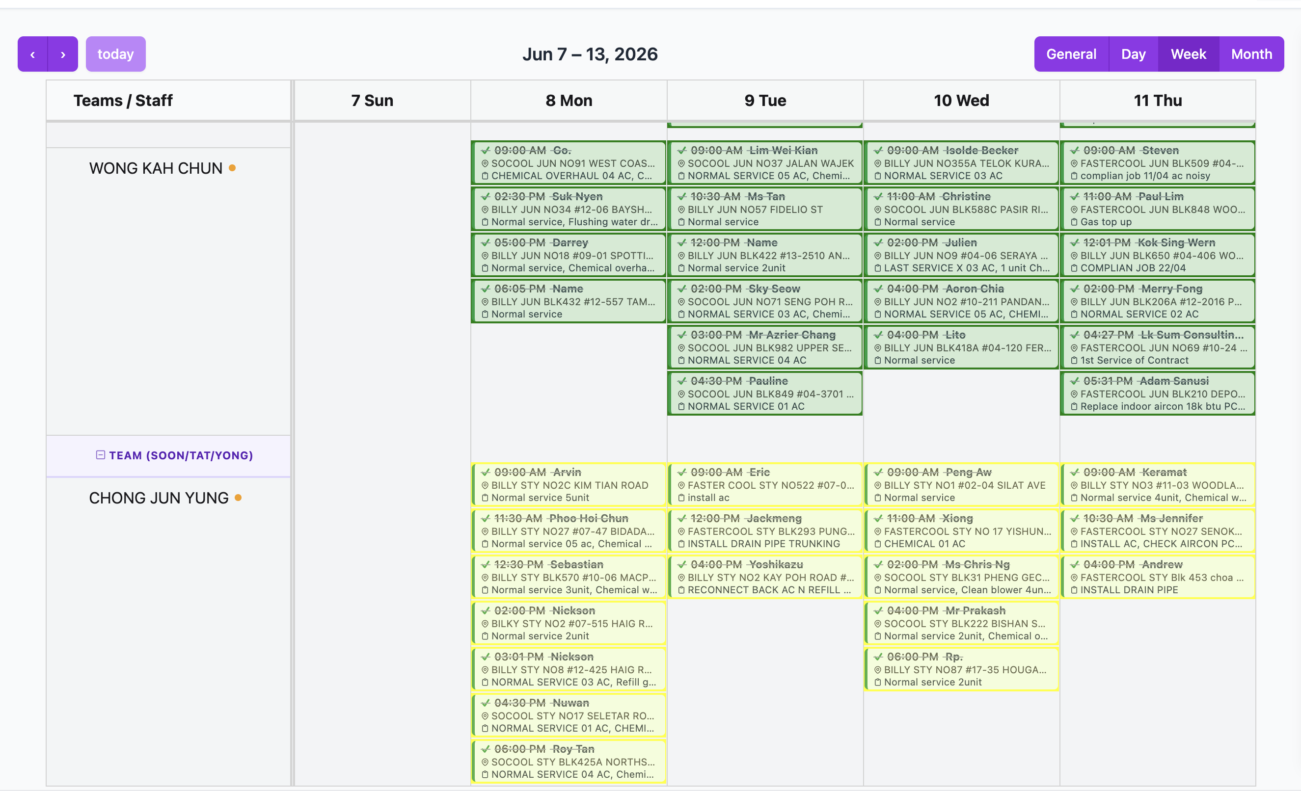 Field Robo work orders calendar
